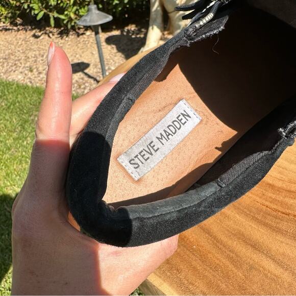 STEVE MADDEN Glammar Black Suede Zip Up Platform Court Sneaker Size 6.5 - Picture 3 of 8